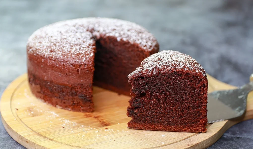 eggless chocolate cake with condensed milk