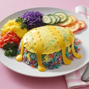 Rainbow Rice with Omelette Ribbons Recipe
