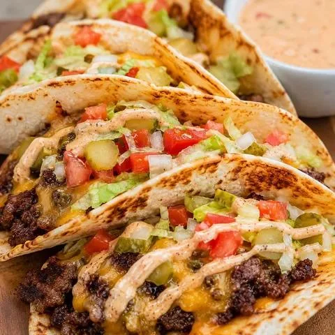 homemade burger tacos