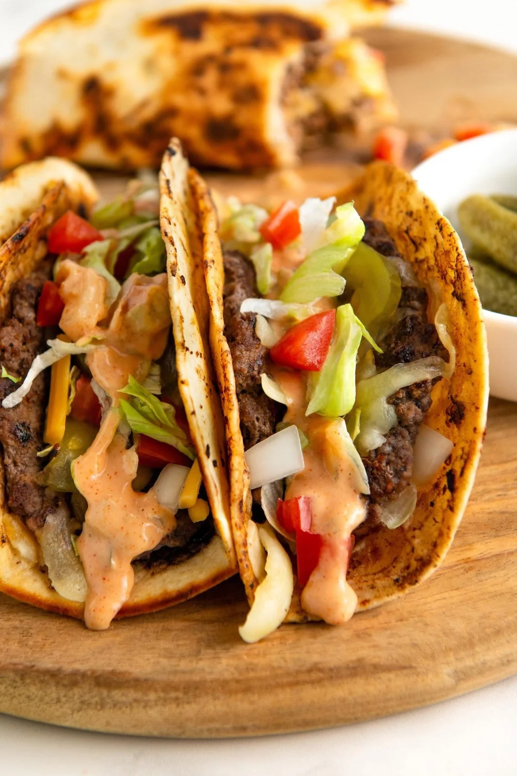easy beef tacos with burger toppings
